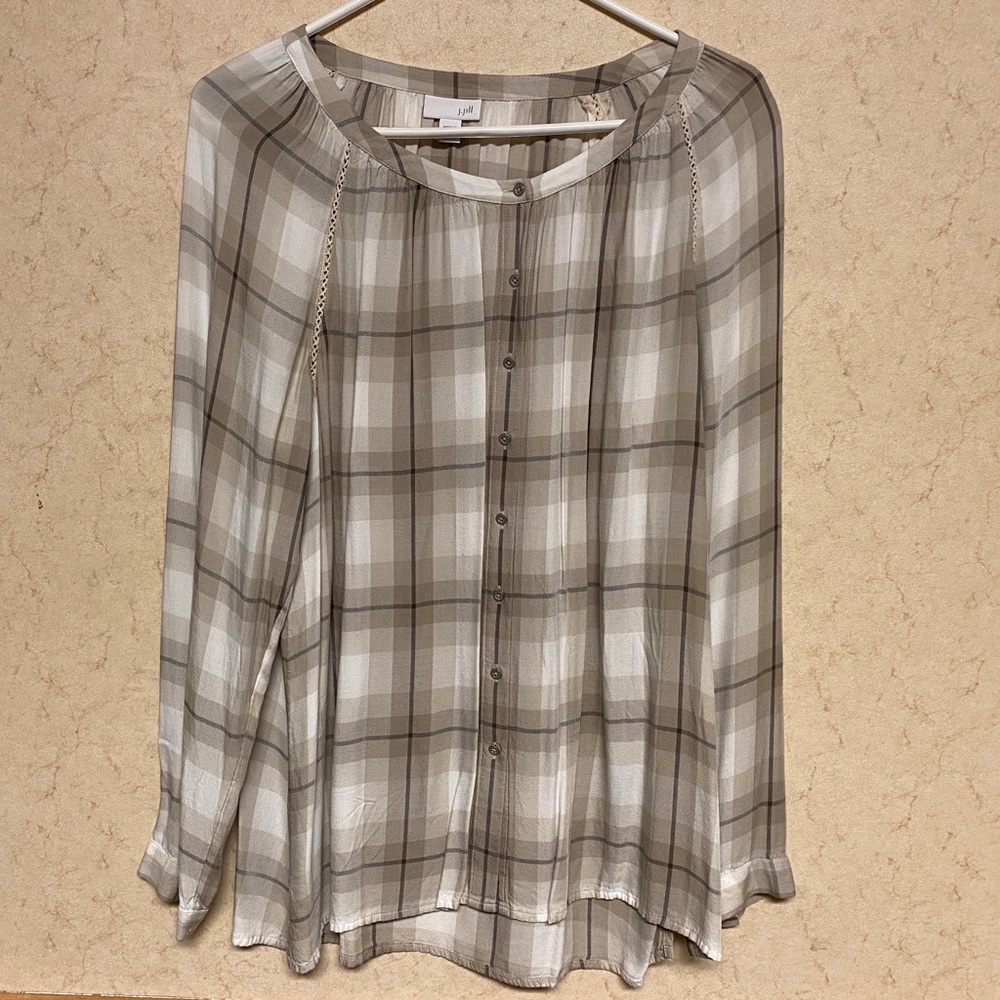 J. Jill Plaid Button Down Shirt Size Medium